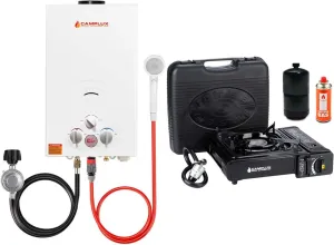 CAMPLUX Outdoor Adventure Combo | Portable Water Heater and Dual Fuel Propane & Butane Stove