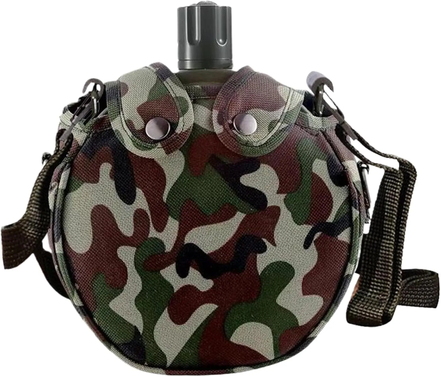 Canteen 5x7x2 Leakproof Stainless Steel Canteen with Camouflage Cover & Strap, Portable Multi-Functional Water Bottle for Outdoor Camping Hiking, 550ML