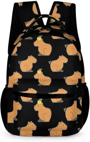 Capybara Backpack for Kids Girls Boys School, 16 Inches Cute Capybara Theme Bookbag, Adjustable, Lightweight, Large Capacity, Colorful Capybara Backpack for School
