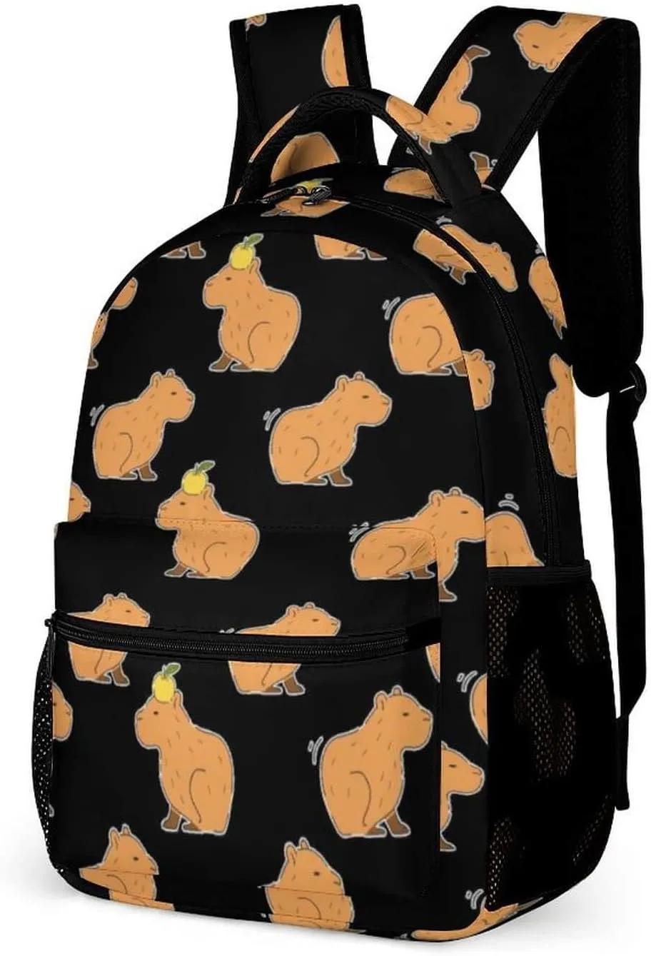 Capybara Backpack for Kids Girls Boys School, 16 Inches Cute Capybara Theme Bookbag, Adjustable, Lightweight, Large Capacity, Colorful Capybara Backpack for School