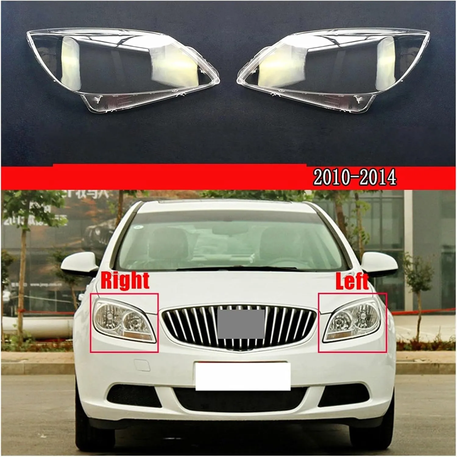 Car Front Headlight Lens Cover Lampshade Glass Lampcover Caps Headlamp Shell Compatible For Buick Excelle GT Sedan 2009 2010 2011-2014(Right)