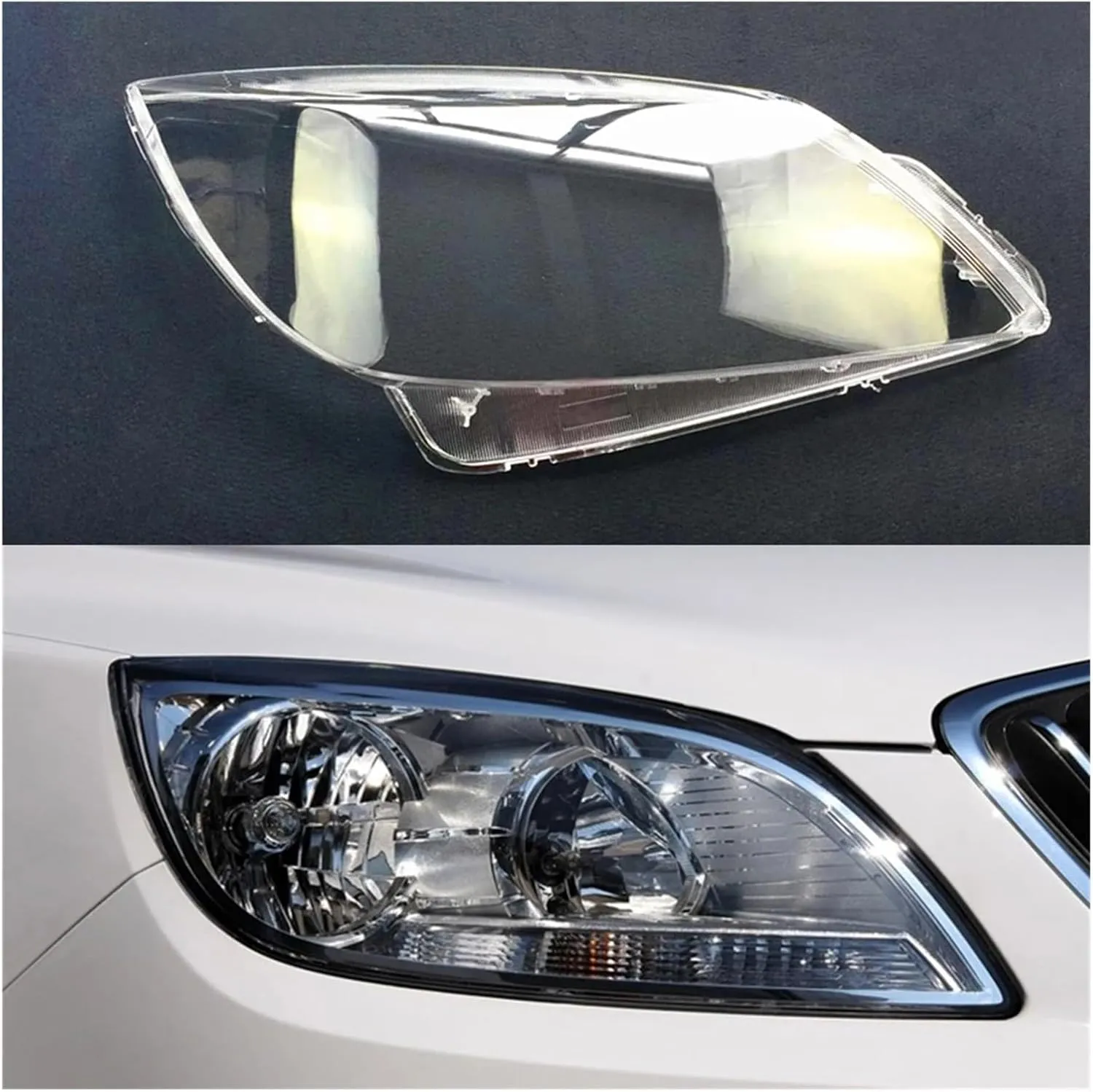 Car Front Headlight Lens Cover Lampshade Glass Lampcover Caps Headlamp Shell Compatible For Buick Excelle GT Sedan 2009 2010 2011-2014(Right)