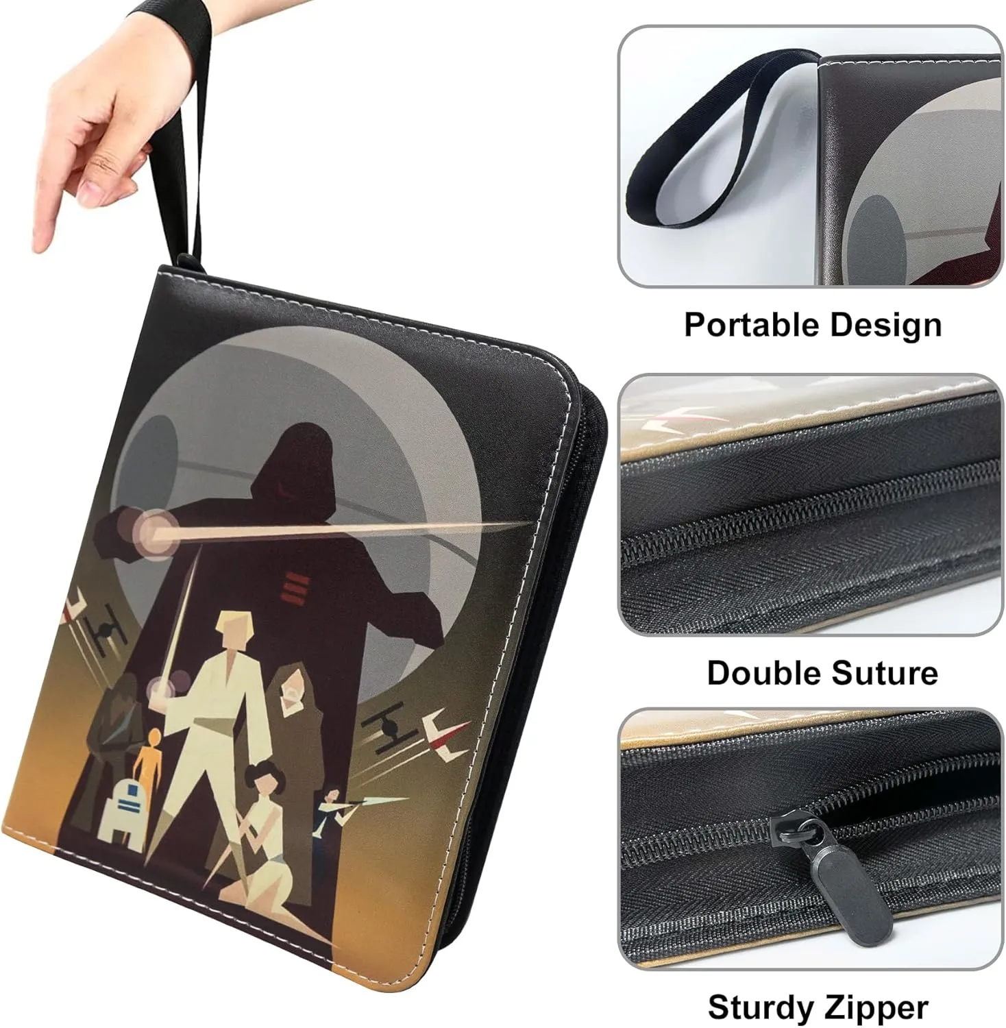 Card Binder for Trading Cards,4 Pocket with 50 Sleeves up to 400 Cards,Waterproof Card Storage Bag with Sleeves for Playing Game Cards