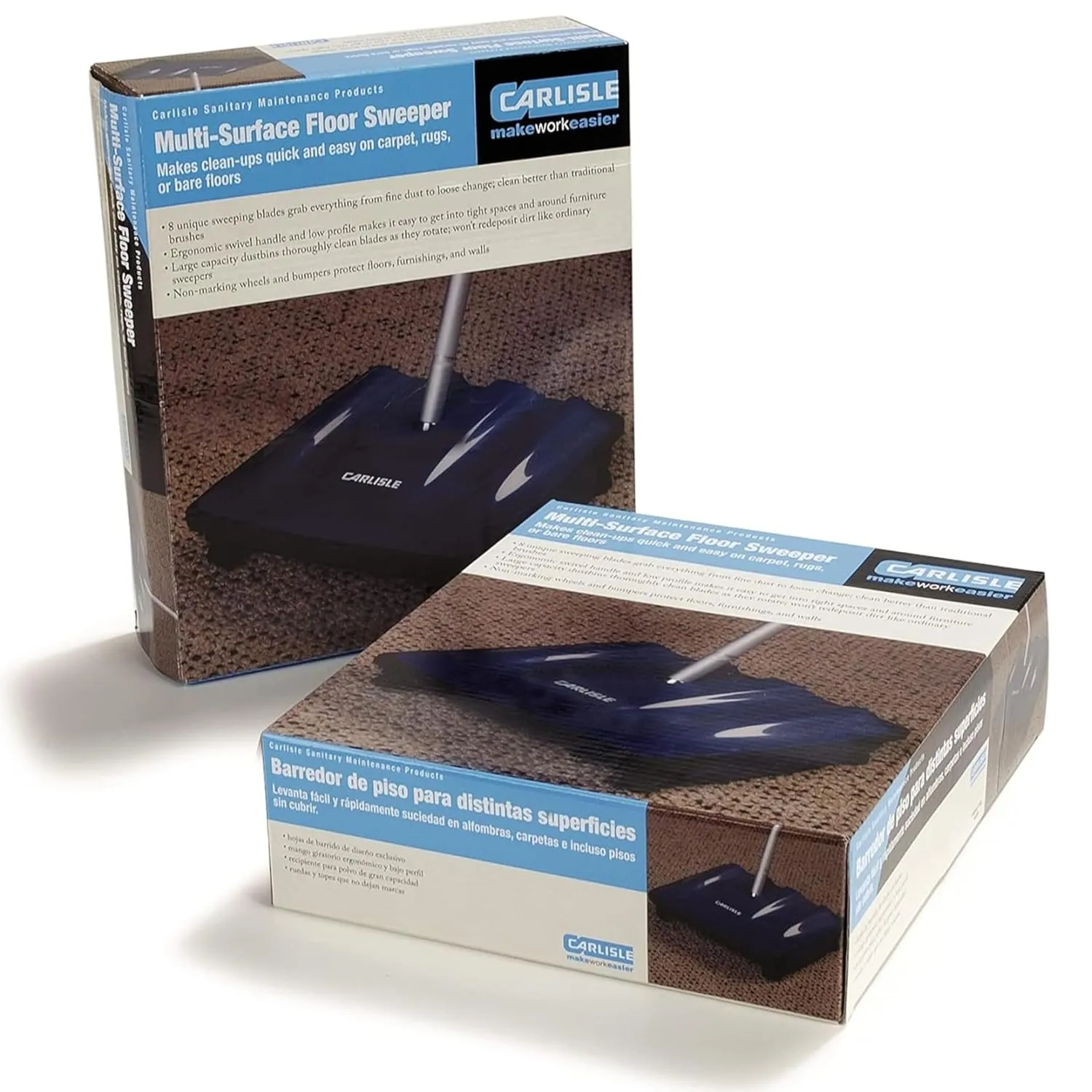Carlisle FoodService Products Duo-Sweeper Rubberized Carpet and Floor Sweeper – Efficient Manual Cleaning for Restaurants with Low Pile Carpets