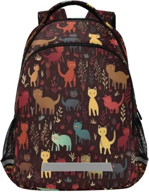 Cartoon Cats Design Waterproof Backpack - Casual Outdoor Sports Daypack with Ergonomic Shoulder Straps#286