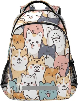 Cartoon Dogs Cats Design Waterproof Backpack - Casual Outdoor Sports Daypack with Ergonomic Shoulder Straps#291