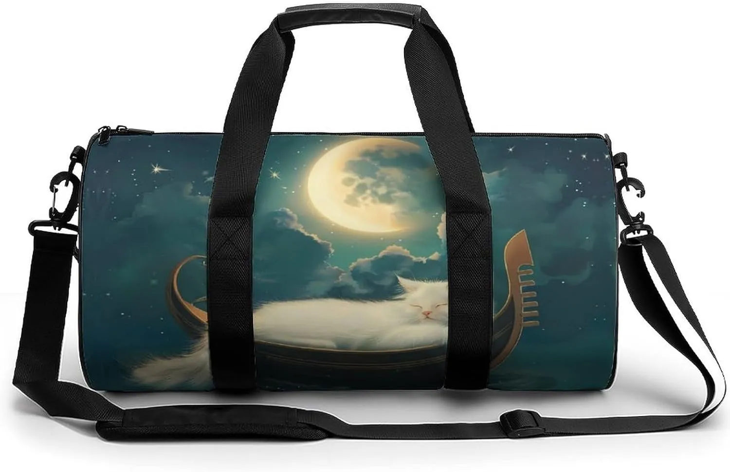 Cat Boat And Ocean Sleeping Gym Bag Lightweight Duffel Bag Workout Bag Overnight Backpack Travel Bags for Men Women