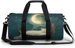 Cat Boat And Ocean Sleeping Gym Bag Lightweight Duffel Bag Workout Bag Overnight Backpack Travel Bags for Men Women