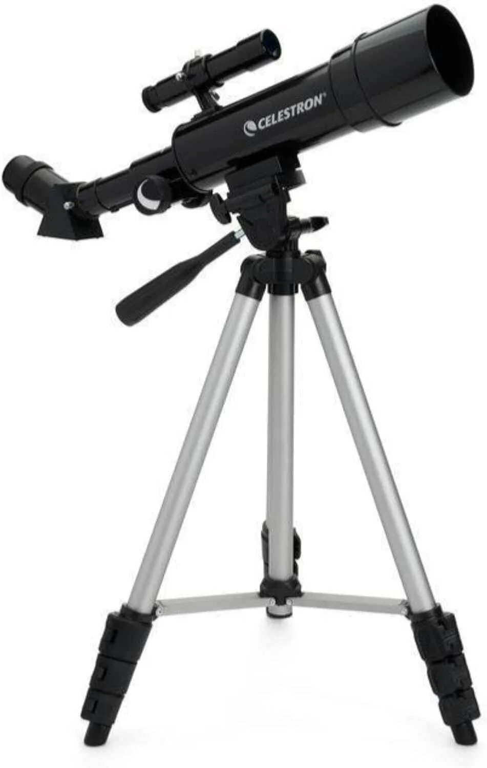 Celestron 21038 Travel Scope 50 Portable Refractor Telescope Kit with Backpack - Includes Two Eyepieces, 3X Barlow Lens, 45° Erect Image Diagonal, Height-Adjustable Tripod and Accessory Tray, Black