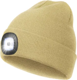 CENSGO Unisex Hat with Light, USB Rechargeable LED Headlamp Beanie, Gifts for Dad Father Men Husband Warm Knitted Cap