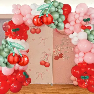 Cherry Balloon Arch Kit - 159Pcs Red Pink White Green Balloons with DIY Cherry,Foil Cherry Balloons for She is the Cherry on Top Baby Showers & Birthday Parties | Quick-Install Durable Garland Decor