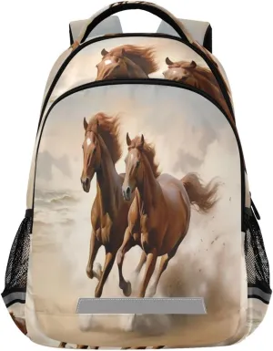 Chestnut Horse Design Waterproof Backpack - Casual Outdoor Sports Daypack with Ergonomic Shoulder Straps#599