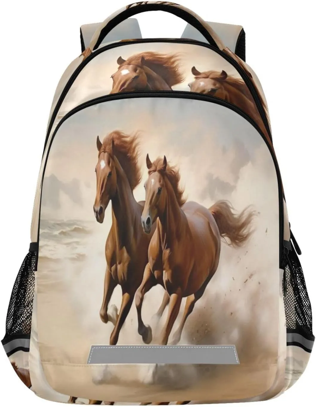 Chestnut Horse Design Waterproof Backpack - Casual Outdoor Sports Daypack with Ergonomic Shoulder Straps#599