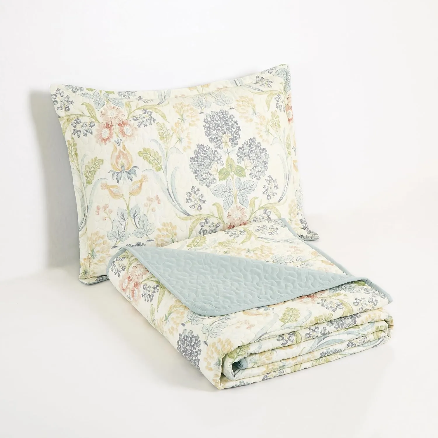 Chezmoi Collection Alyssa 3-Piece Floral Medallion Garden Quilt Set Queen - Multicolor Blue Green Red Yellow White Printed Microfiber Lightweight Bedspread Set for All Season