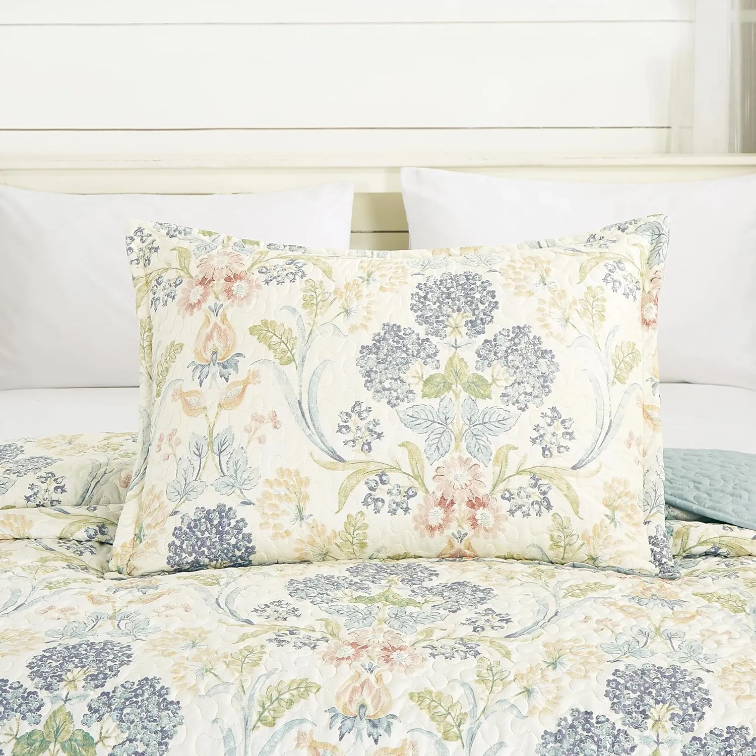 Chezmoi Collection Alyssa 3-Piece Floral Medallion Garden Quilt Set Queen - Multicolor Blue Green Red Yellow White Printed Microfiber Lightweight Bedspread Set for All Season