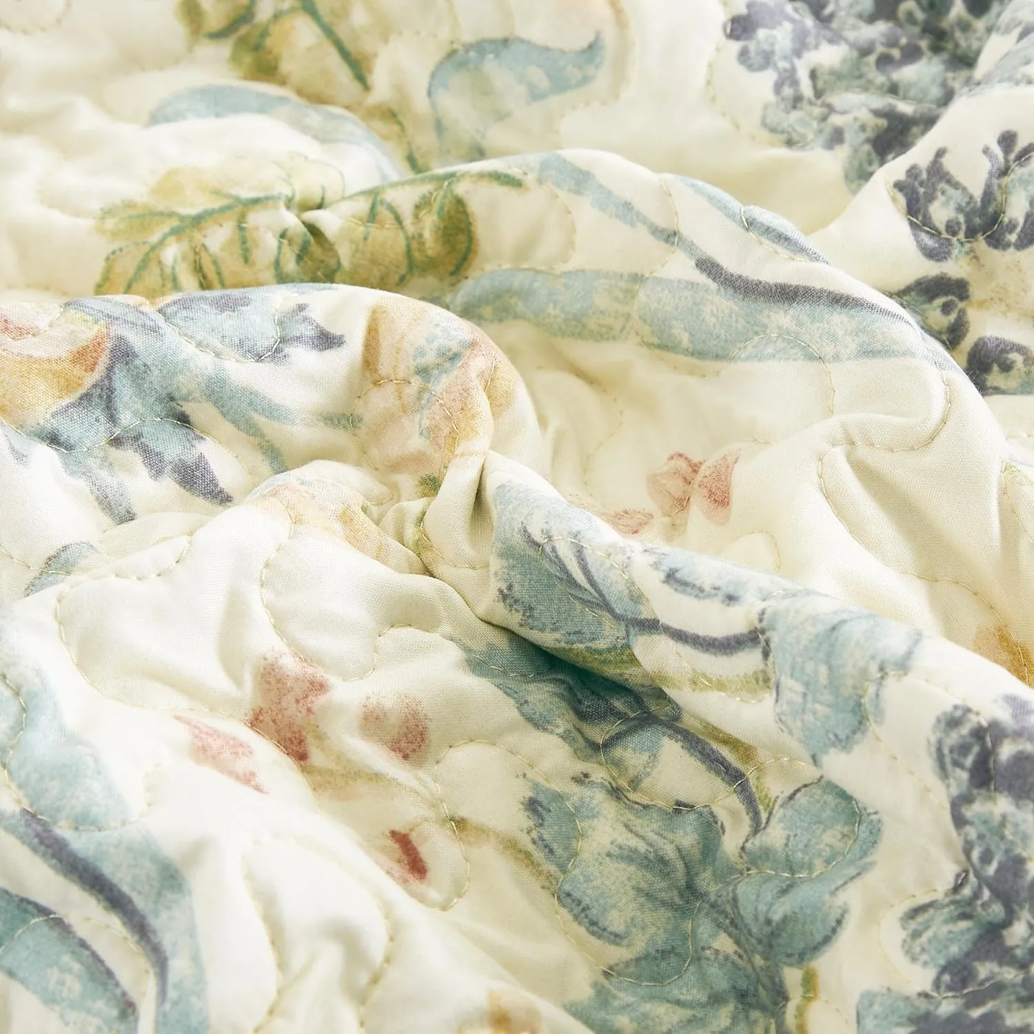 Chezmoi Collection Alyssa 3-Piece Floral Medallion Garden Quilt Set Queen - Multicolor Blue Green Red Yellow White Printed Microfiber Lightweight Bedspread Set for All Season