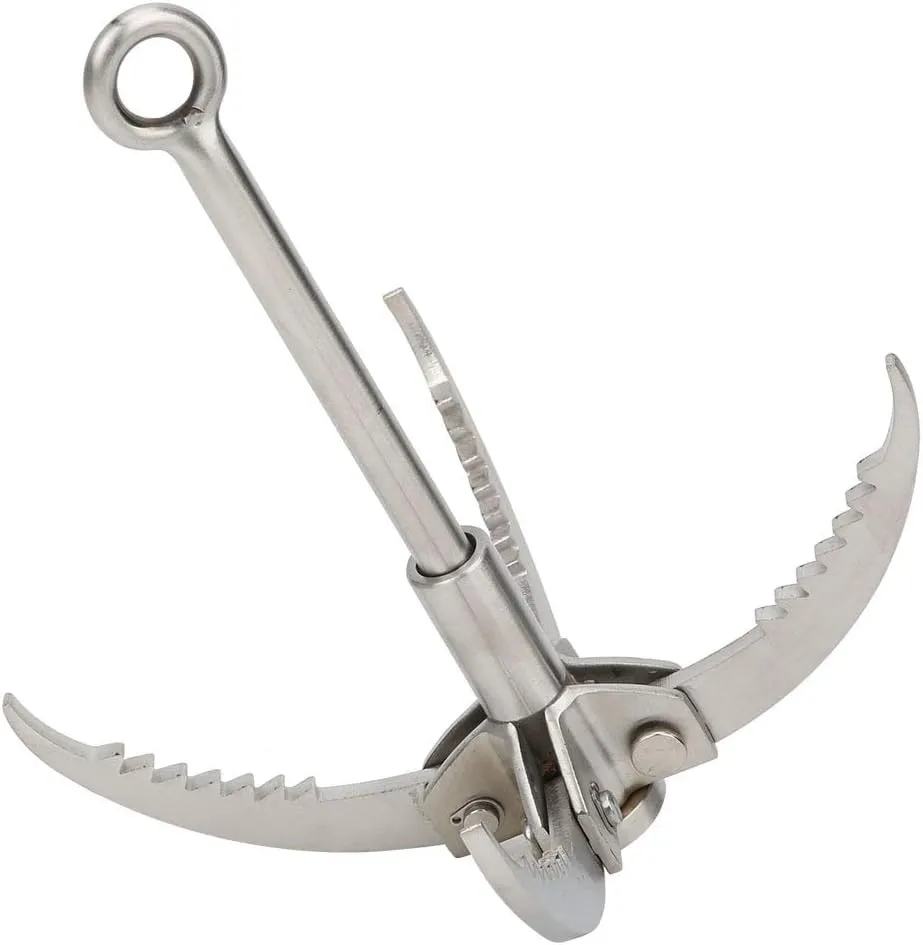 CHICIRIS Stainless Steel Grappling Hook 4 Claws Folding Rock Climbing Tool for Outdoor Adventures, Relief Rescue