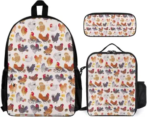 Chicken And Chick Lightweight Pocket Backpack Crossbody Lunch Bag Set Unisex