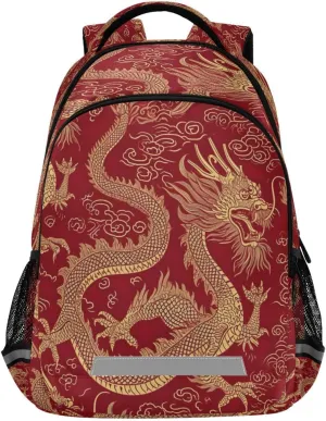 Chinese Dragon Pattern Design Waterproof Backpack - Casual Outdoor Sports Daypack with Ergonomic Shoulder Straps#279