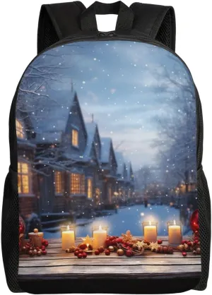 Christmas Atmosphere Travel Backpack Waterproof Lightweight Casual Daypack Classic Cute Laptop Bag For Women Men