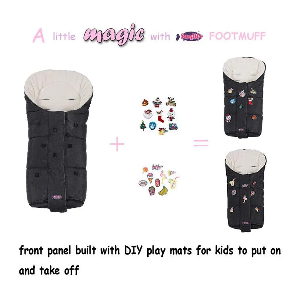 Christmas DIY Play Fun Waterproof Winter Stroller Bunting Bag Toddler,Width Adjustable, Anti-Dirt,Foot Area Open, Hoodie, All Features Needed for Baby Stroller Footmuff