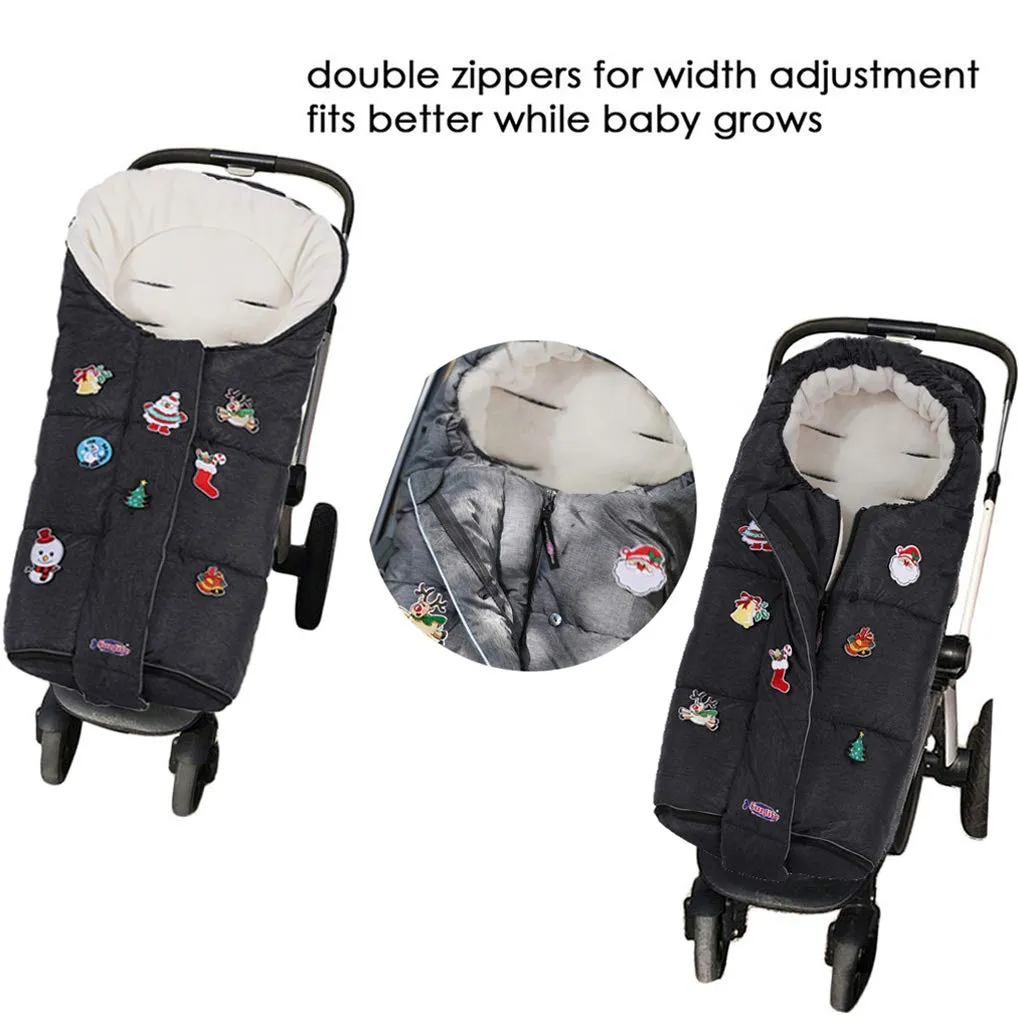 Christmas DIY Play Fun Waterproof Winter Stroller Bunting Bag Toddler,Width Adjustable, Anti-Dirt,Foot Area Open, Hoodie, All Features Needed for Baby Stroller Footmuff