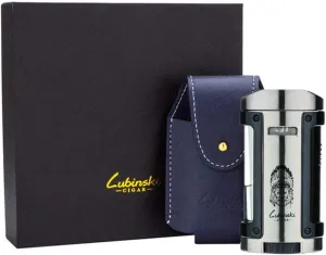 Cigar Lighter   Leather Case Windproof Butane Quadruple Torch Jet Blue Flame Cigarette Lighter for Cigar Cooking BBQ Topsense