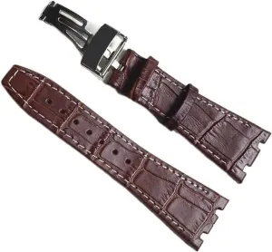 Classical Genuine Leather Watchband For AP Off Shore Men Wrist Bracelet With Deployment Folding Clasp Watch Strap