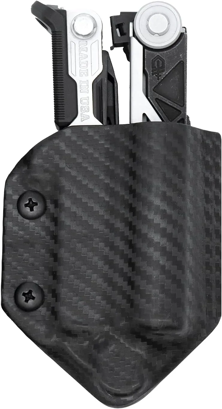 Clip & Carry Kydex Multitool Sheath for GERBER CENTER-DRIVE w/Optional Bit Sidecar Holder ~ Made in USA (Multi-tool & Bits not included) Multi Tool Holster (CARBON FIBER BLACK, TOOL SHEATH ONLY)