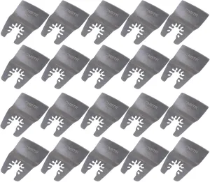 CNBTR Silver Oscillating Tool Quick Release Flexible Scraper 52mm Width Stainless Steel Multi Tool Set of 20