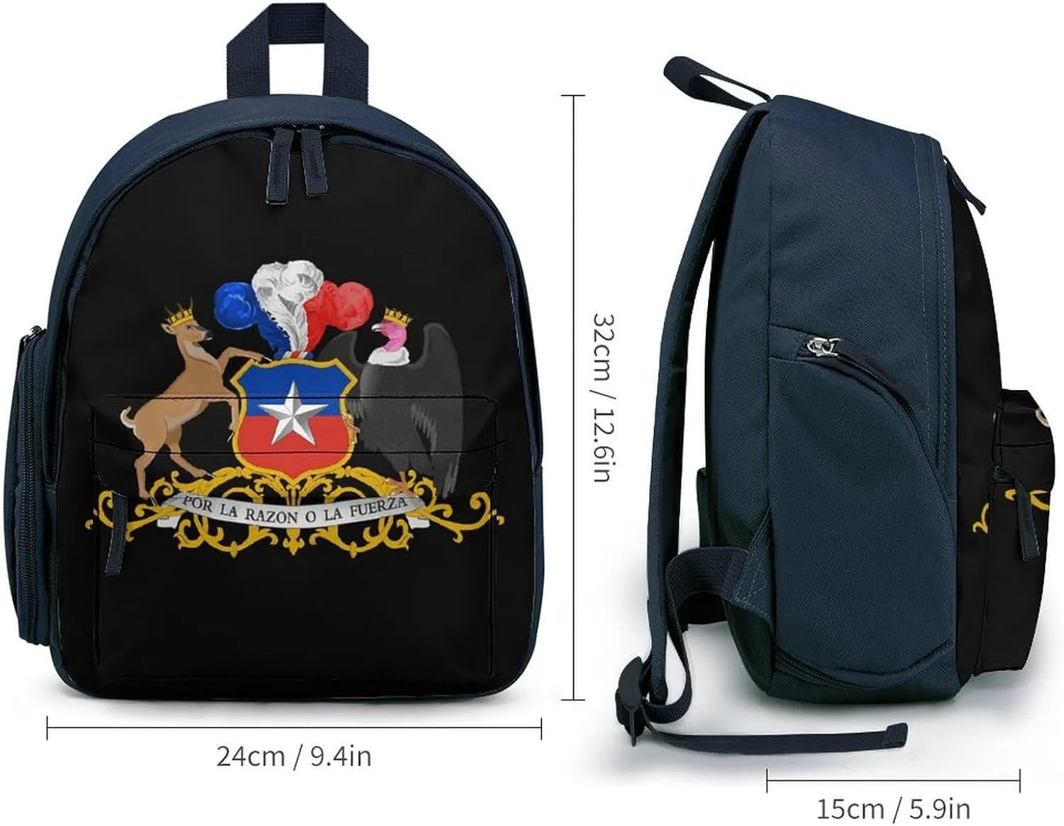 Coat of Arms of Chile Funny Travel Backpack Lightweight Shoulder Bag Casual Daypack for Daily Business for Women Men