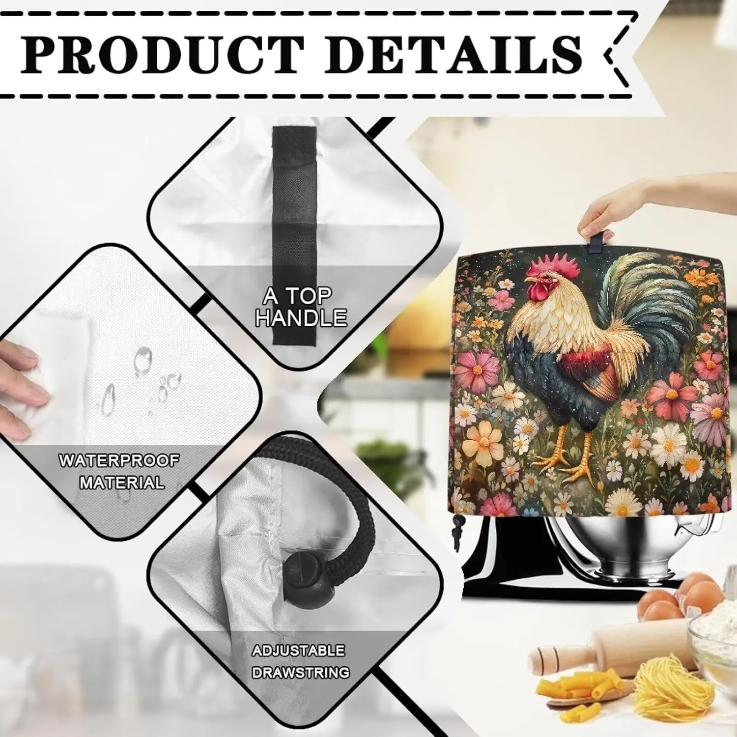 Cock Mixer Cover Dust Covers,Stand Mixers Covers with Large Pockets,Appliance Covers Waterproof and Splash-Proof,Mixer Protective Cover Protect Case Storage Bag