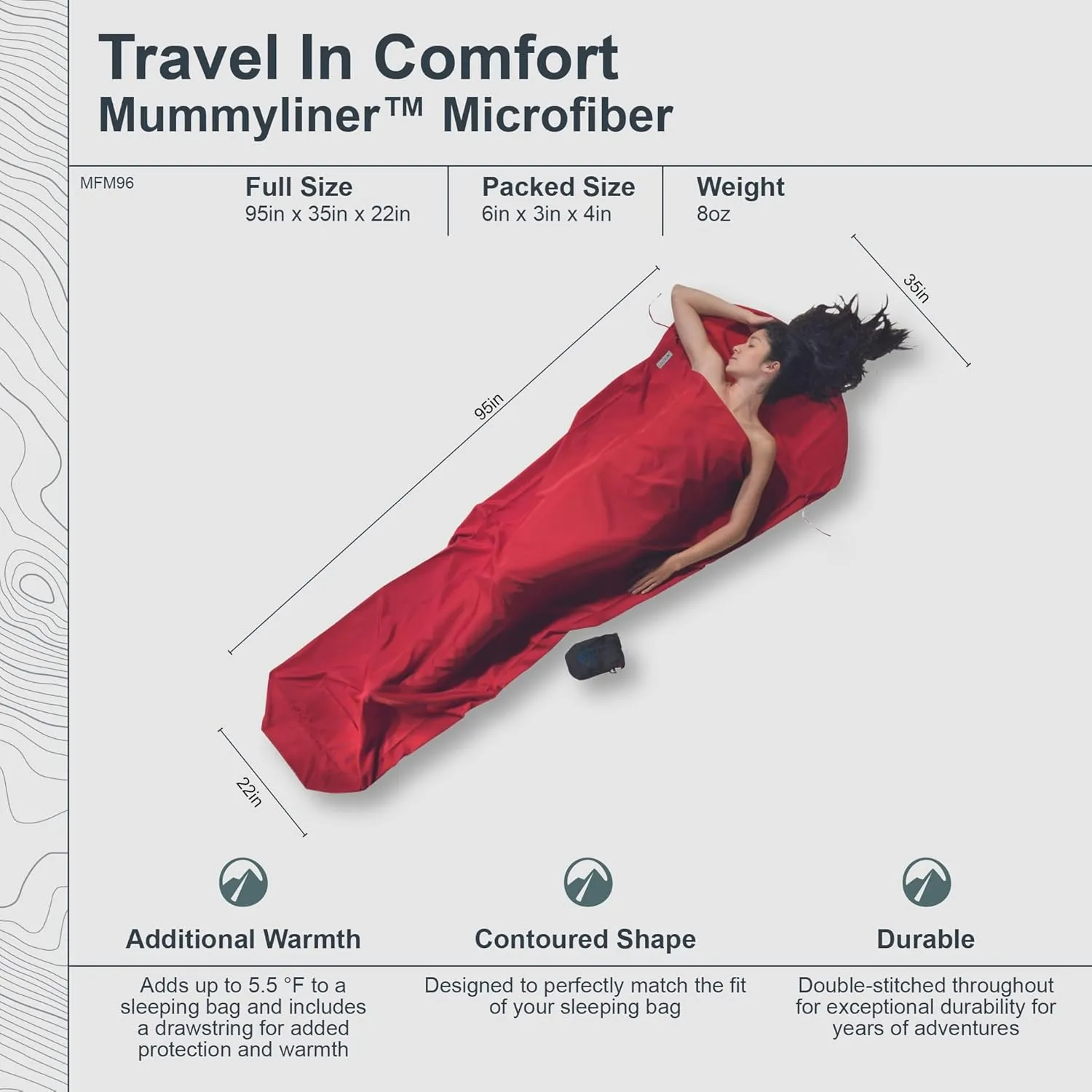 COCOON - Premium - MummyLiner - Microfiber - Cranberry - Regular