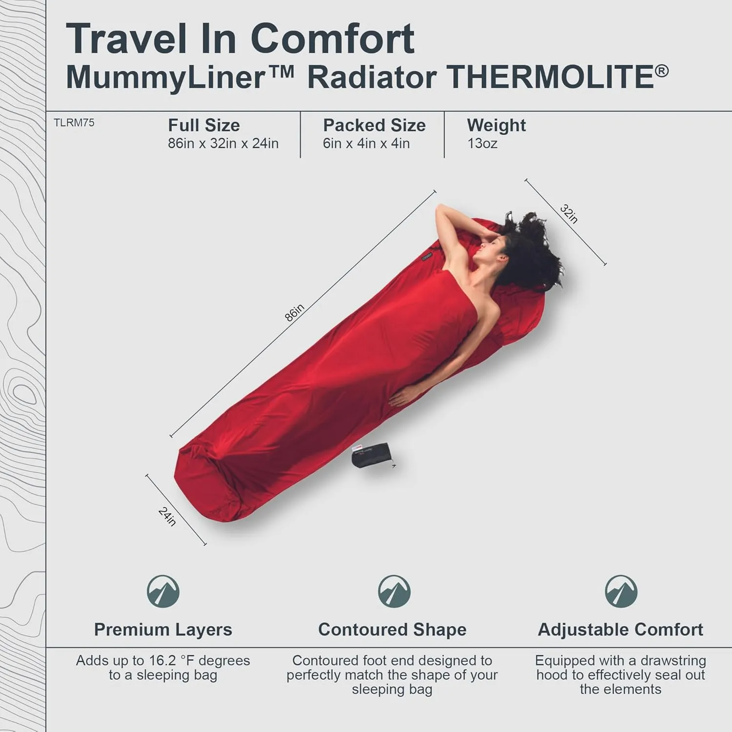 COCOON - Premium - MummyLiner - Radiator Thermolite - Lava - Regular