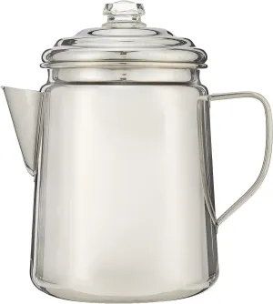 Coleman Stainless Steel Percolator Coffee Pot 12-Cup Capacity Lightweight Coffee Percolator No Filter Needed Durable Outdoor For Camping Backpacking RV Stovetop Campfire & More