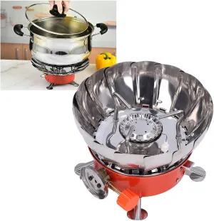Collapsible Bracket Camp Stove, Windproof Ultralight Camping Outdoor Mini Gas Stove Portable Gas Tank Cassette Gas Lotus Stove for Outdoor Camping Barbecue