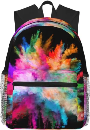 Color Explosion Print Lightweight And Comfortable Duffel Bag, Casual Daypack, Multipurpose Backpack