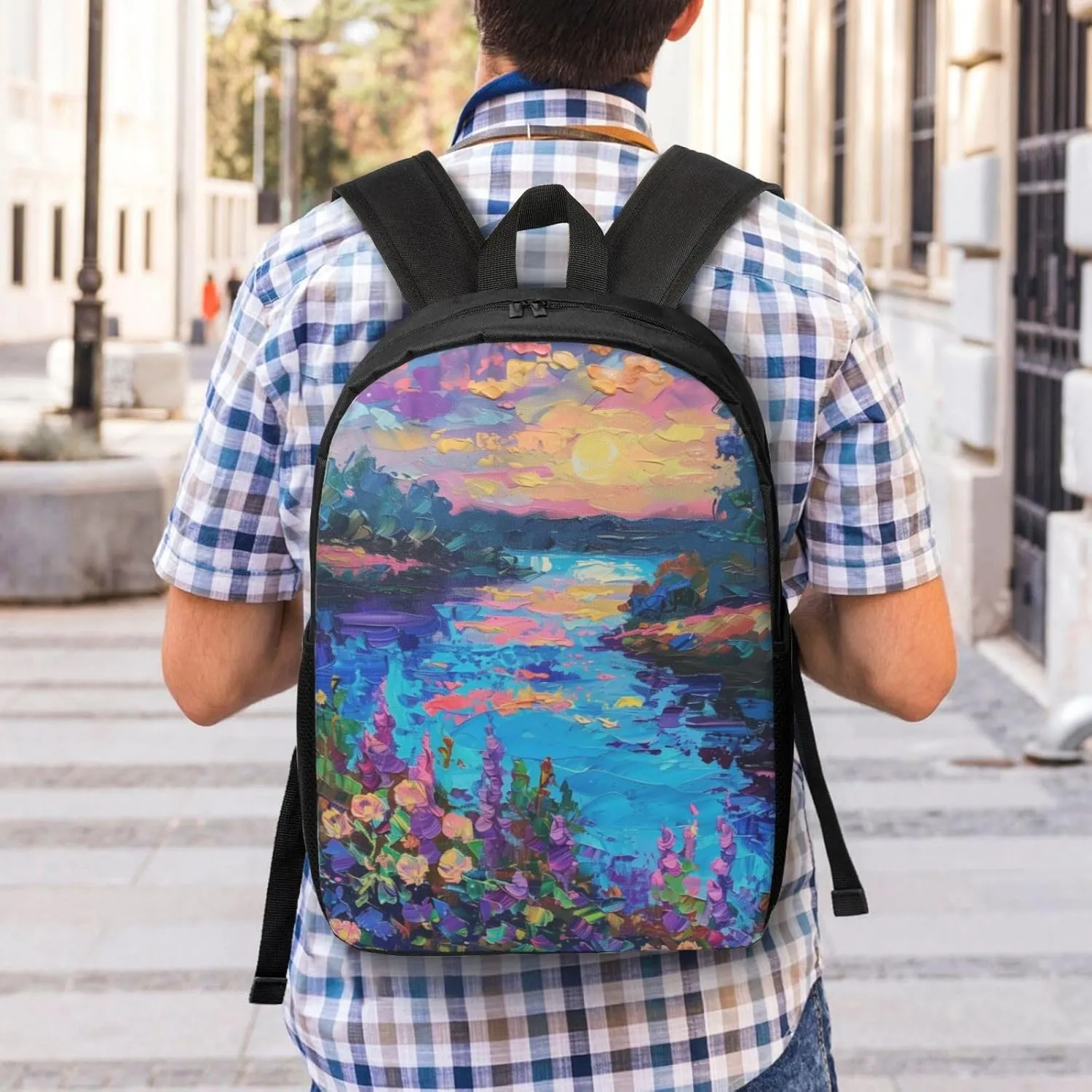 colorful art print Lightweight Casual Travel Backpack with Laptop Compartments for Women men