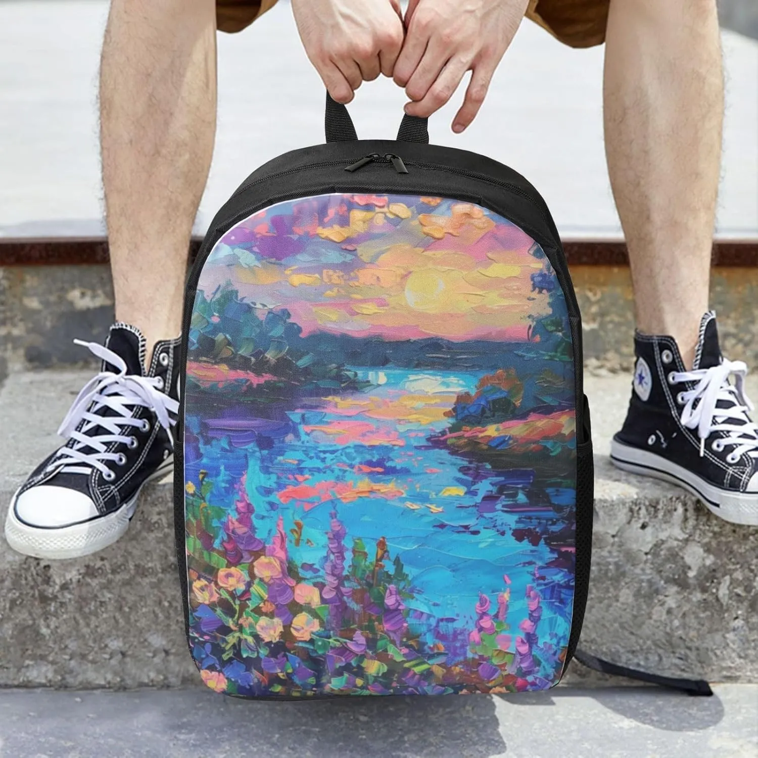 colorful art print Lightweight Casual Travel Backpack with Laptop Compartments for Women men