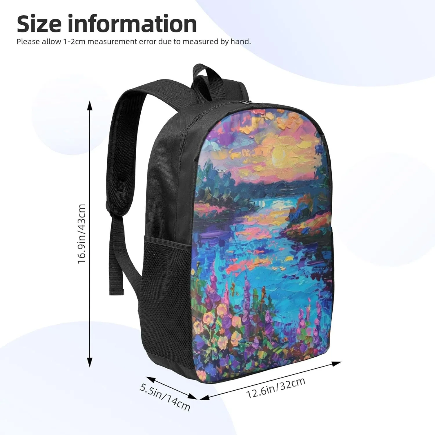 colorful art print Lightweight Casual Travel Backpack with Laptop Compartments for Women men