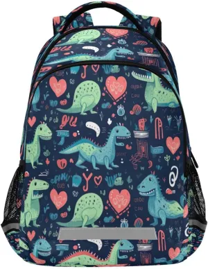 Colorful Cartoon Dinosaurs Design Waterproof Backpack - Casual Outdoor Sports Daypack with Ergonomic Shoulder Straps#308