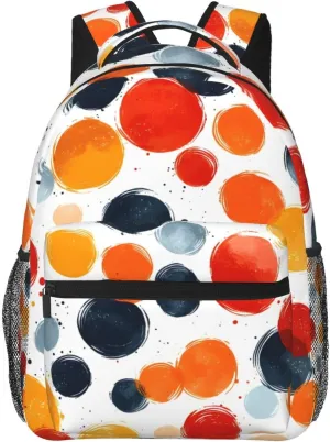 Colorful Dot Print Travel Laptop Backpacks Lightweight Travel Hiking Camping Multipurpose Daypack Casual College Backapck for Men Women Adult