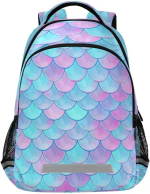 Colorful Mermaid Scales Design Waterproof Backpack - Casual Outdoor Sports Daypack with Ergonomic Shoulder Straps#470