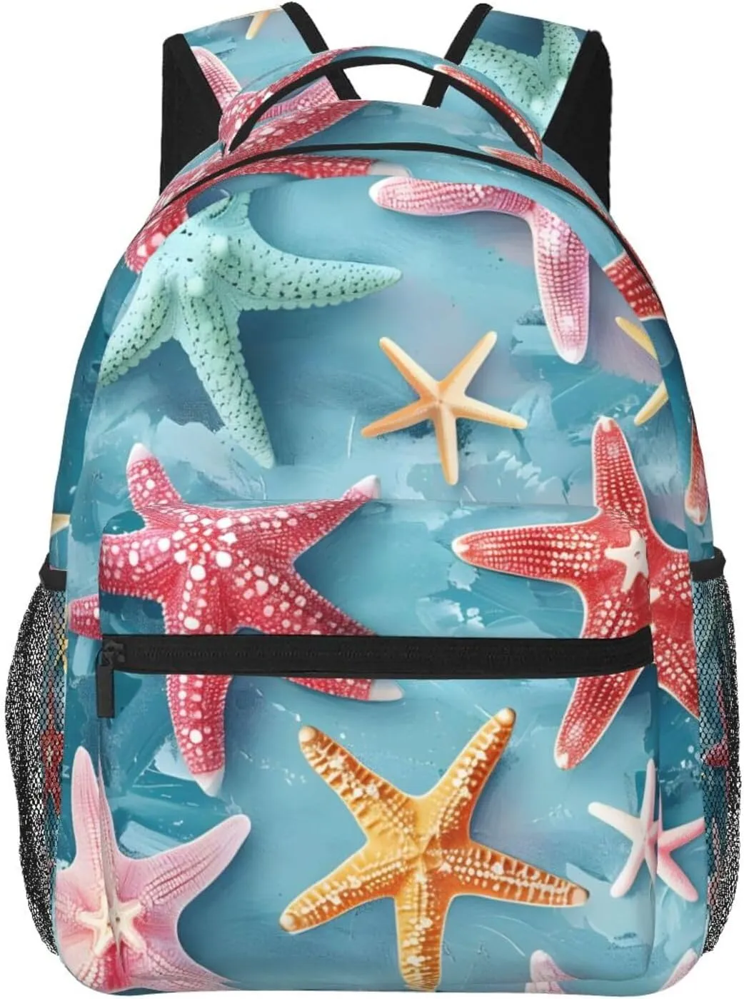 Colorful Starfish Pattern Travel Laptop Backpacks Lightweight Travel Hiking Camping Multipurpose Daypack Casual College Backapck for Men Women Adult