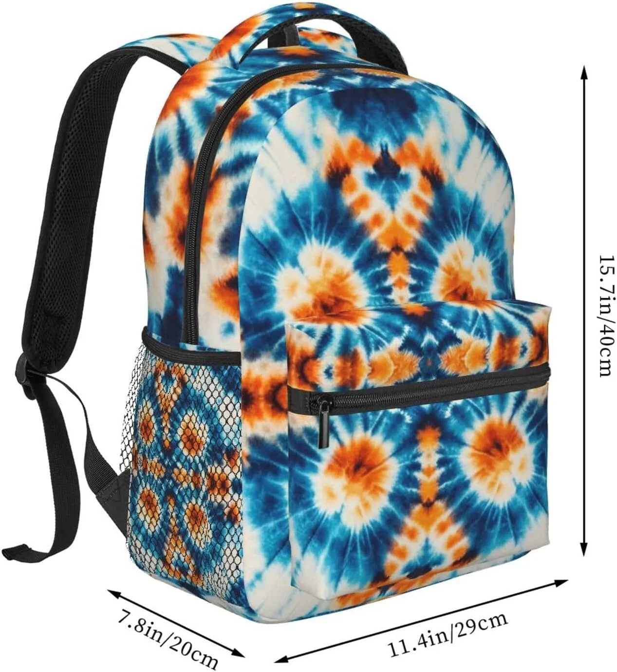 Colorful Tie Dye Art Daypack Lightweight Multipurpose Anti-Theft Shoulder Bag Large Capacity Laptop Book Bag Rucksack With Adjustable Shoulder Straps