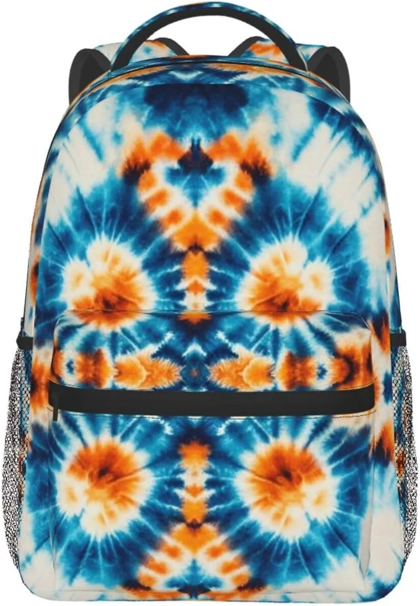 Colorful Tie Dye Art Daypack Lightweight Multipurpose Anti-Theft Shoulder Bag Large Capacity Laptop Book Bag Rucksack With Adjustable Shoulder Straps