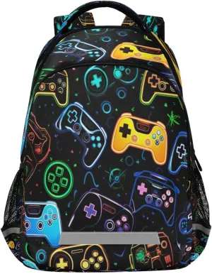 Colorful Video Game Controllers Design Waterproof Backpack - Casual Outdoor Sports Daypack with Ergonomic Shoulder Straps#198