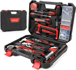 COMOWARE 177 Pcs Home Tool Kit - Basic Household Hand Tool Set, Truck Tool Kit Socket Wrench Combination Tool Set for Home with Plastic Toolbox Storage Case, Rv tool set