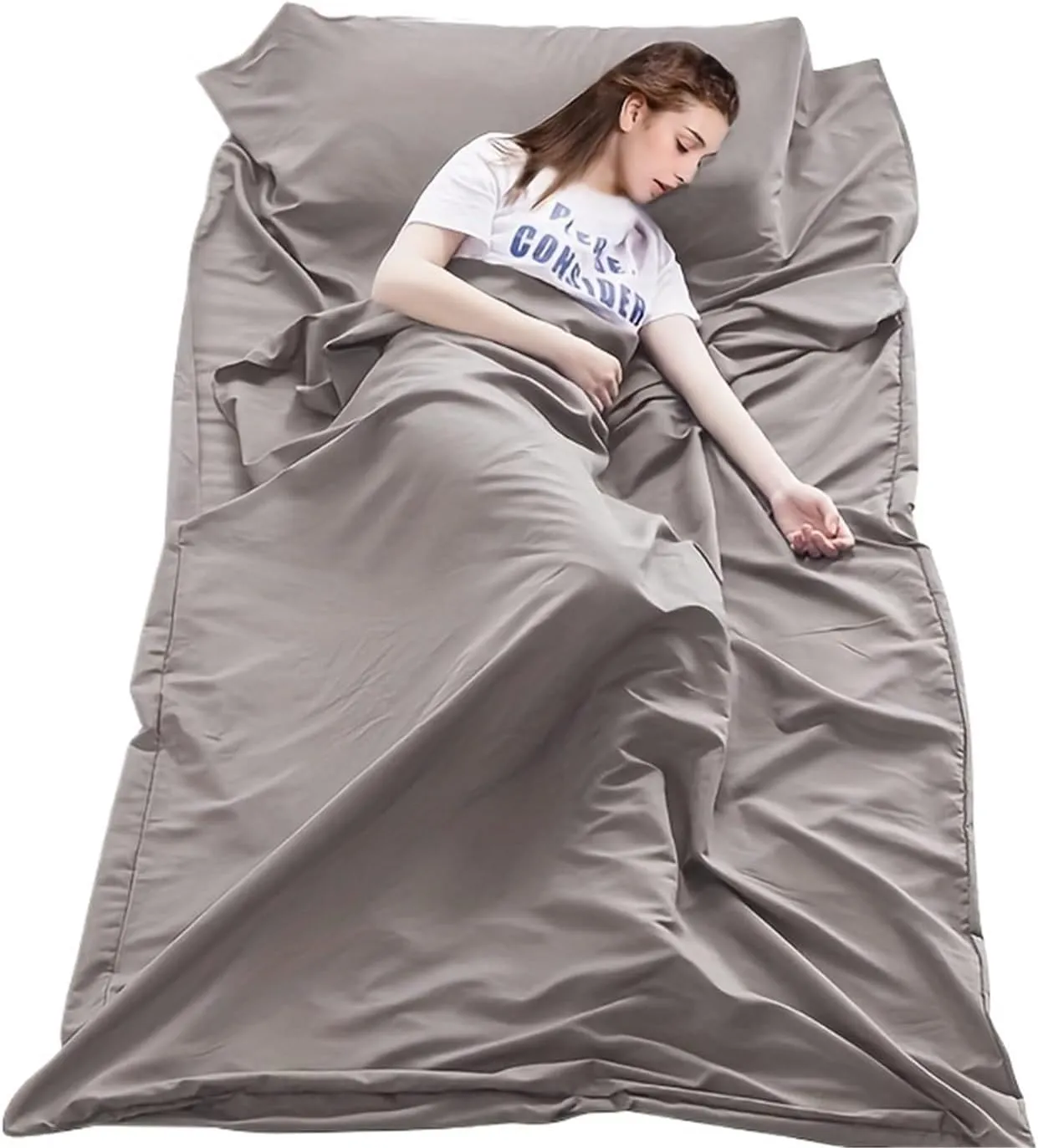 Compact Travel Sleeping Bag Liner Portable Sleeping Sack Outdoor Camping Hotel Travel Single Double Sheet for Adventure Hiking