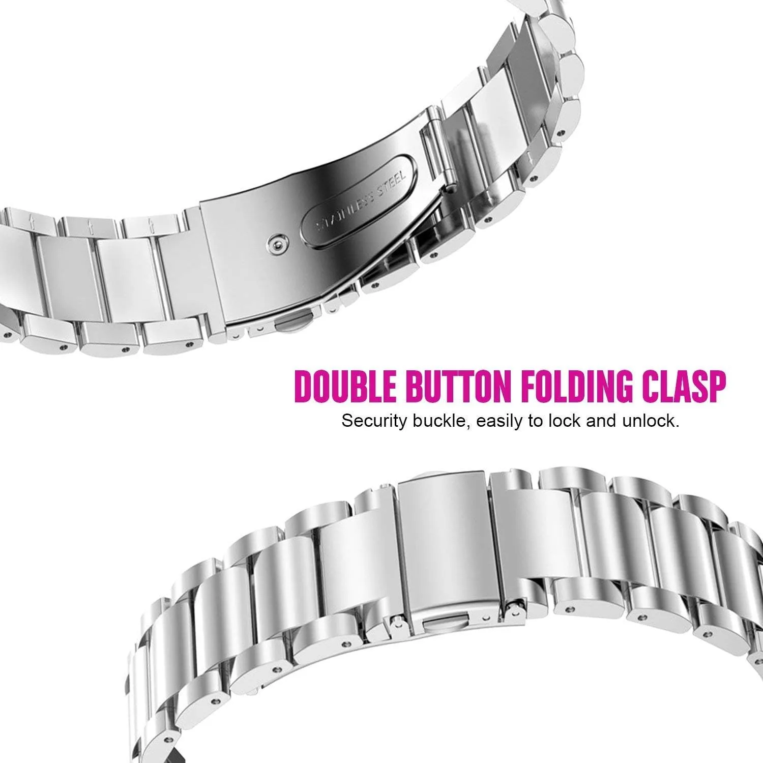 Compatible for Donerton T50S T50H Smart Watch Band, Lamshaw Quick Release Stainless Steel Metal Replacement Straps Compatible for Donerton T50S T50H 1.85" Smartwatch/Uaue T50S 1.85" Smart Watch/VKAROOD KC88 1.43" Smart Watch